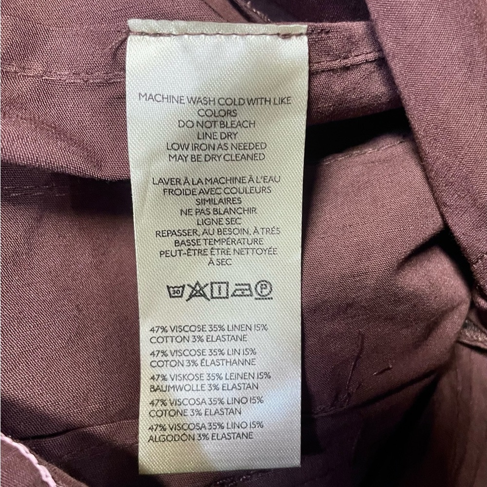 Anthropologie Maeve The Colette Cropped Wide Leg Pant Tall Linen Blend Cocoa NWT - Picture 12 of 15
